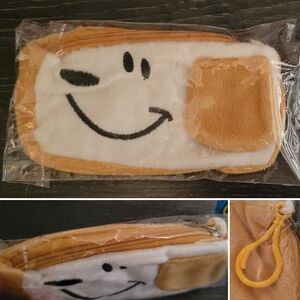 Plush fur dog face coin mini zippered bag, 2.5"x5"